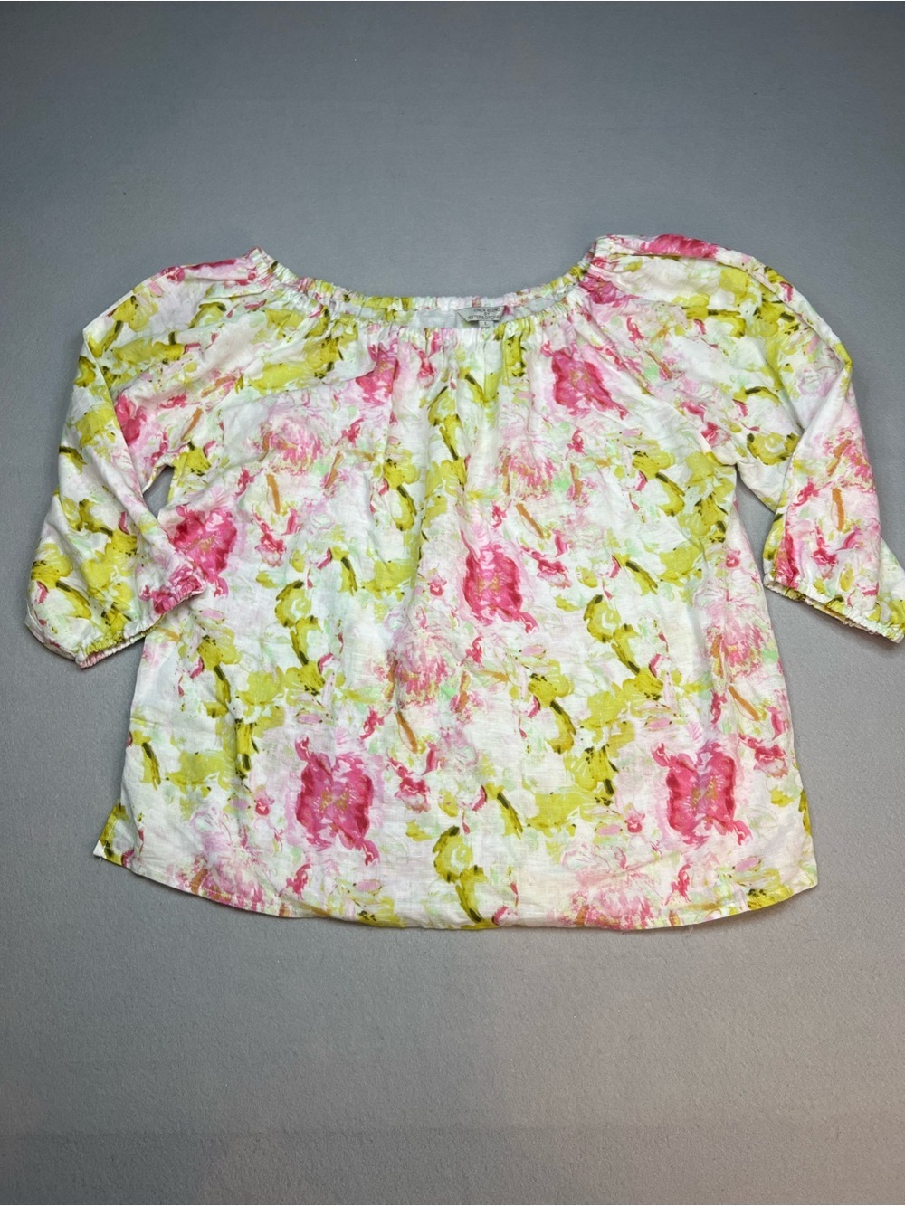 Hester & Orchard linen cotton blend floral blouse size Large